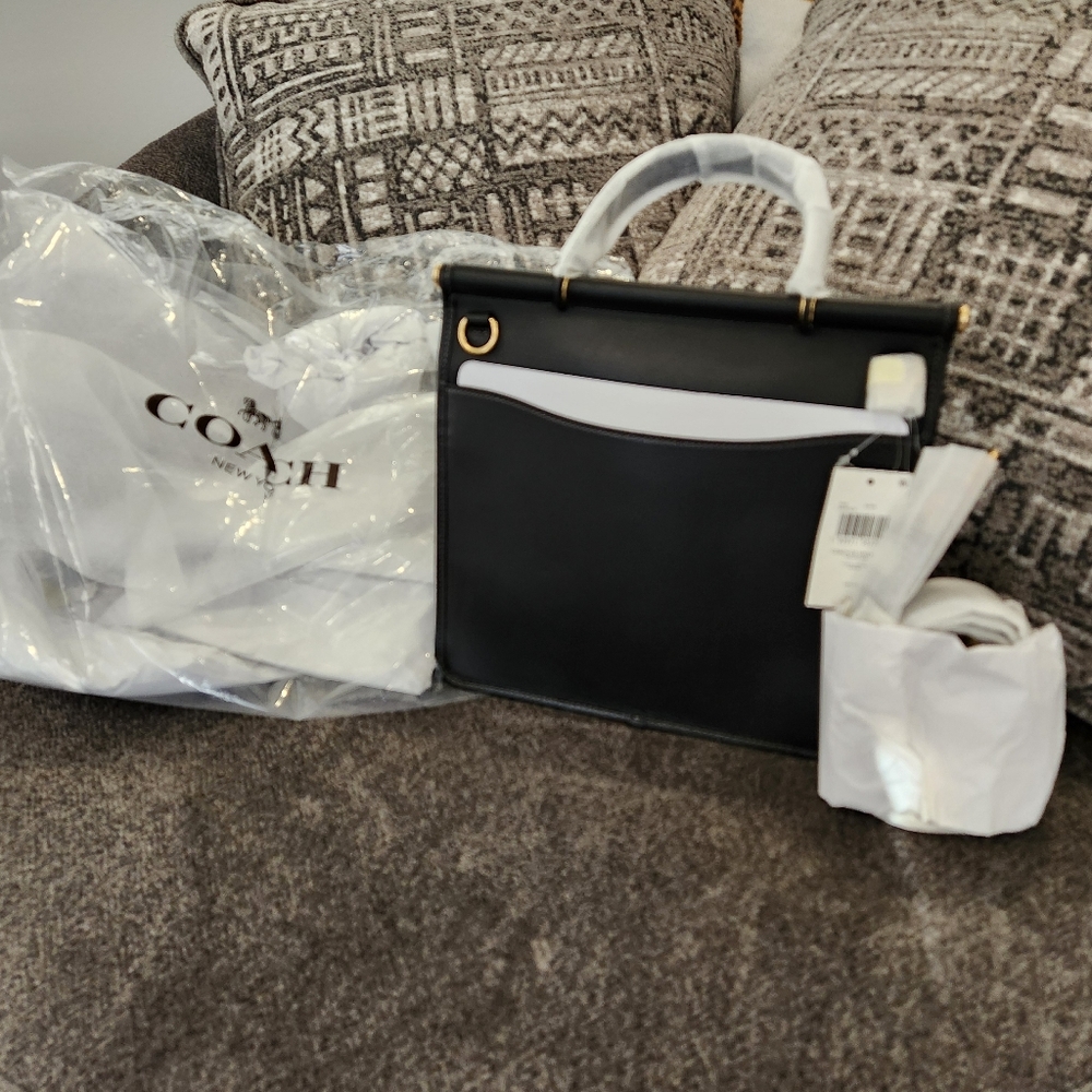 COACH OG Willis Top Handle Black Leather Satchel Handbag Purse - Picture 3 of 12